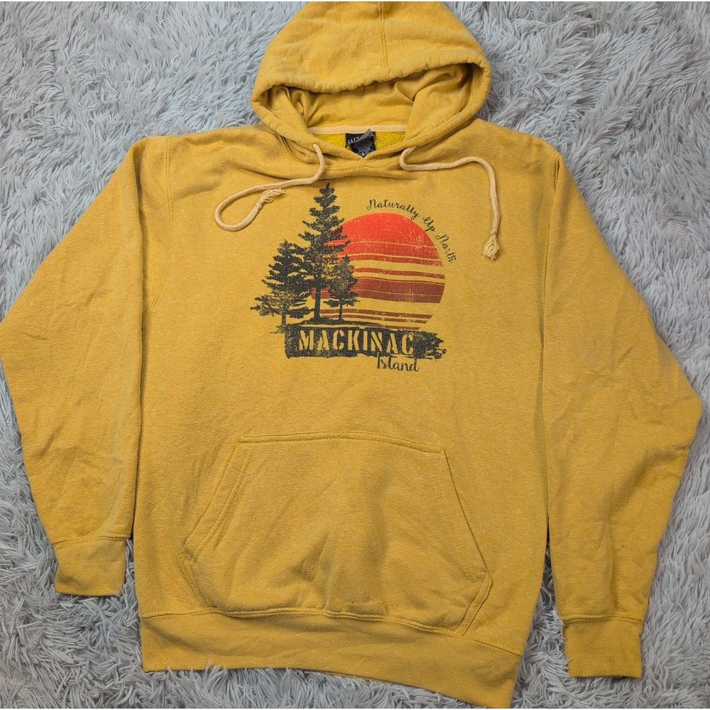 Mackinac Island Sweatshirt Womens M Gold Hoodie Casual Outdoors Pocket Comfort